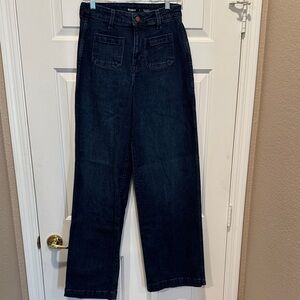 Old Navy Extra High Rise Wide Leg Dark Blue Jeans 4 Tall